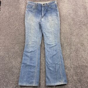 Vintage 70s Maverick Jeans Mens 32x32 Blue Denim Flare Leg Western Light Wash